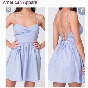 American Apparel  chambray lace up skater dress size small